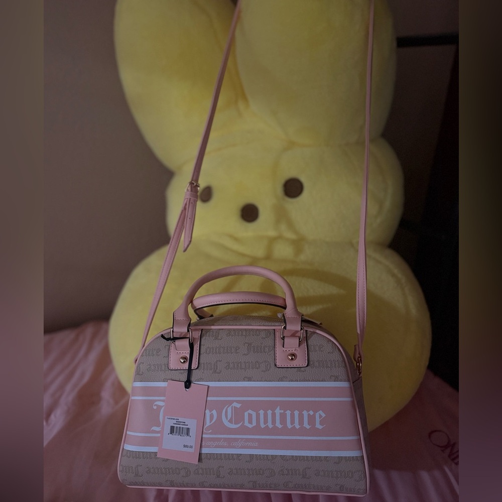 Juicy Couture Pink Logo Dome Satchel with Strap